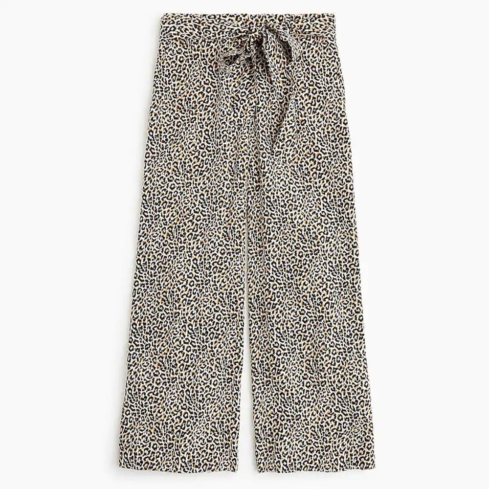 Wide-leg leopard-print silk pant